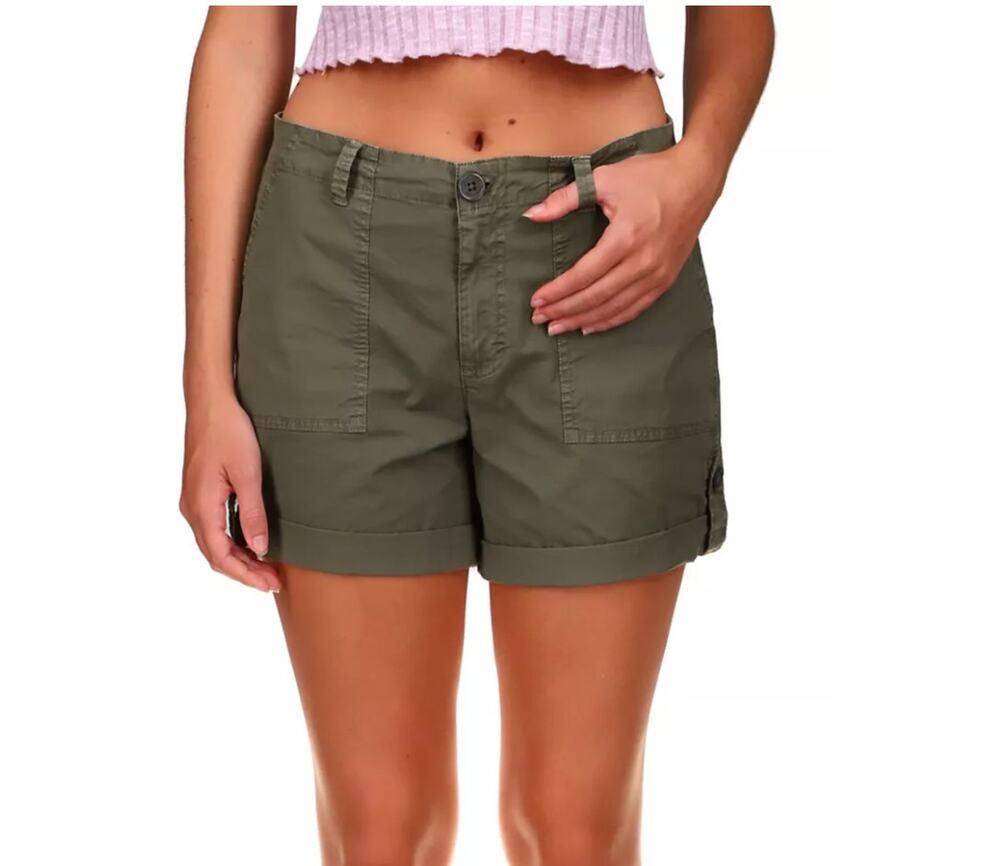 Sanctuary Switchback Olive Utility Cargo Cuffed Shorts Size 25